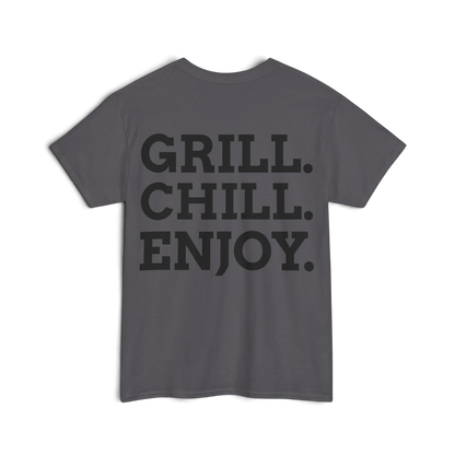 Orbie Grill. Chill. Enjoy. Graphic T-Shirt - Charcoal/Black