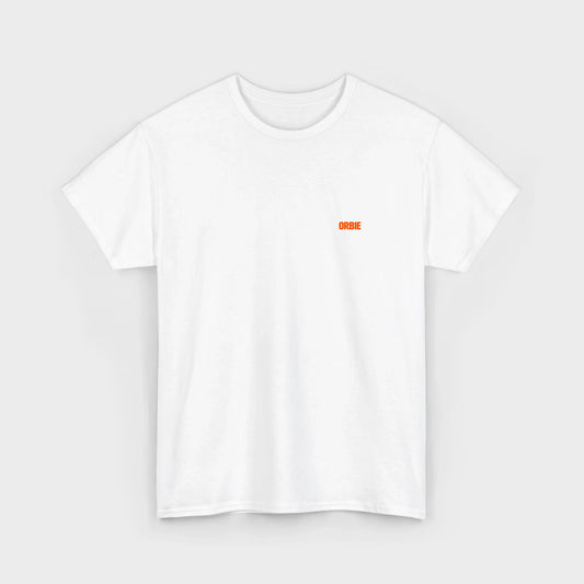 Orbie Mini Logo Unisex T-Shirt - White/Orange