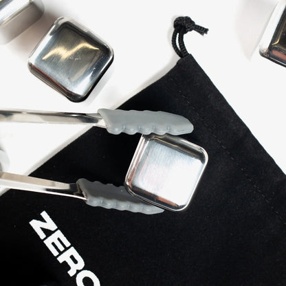 Zero Ice Reusable Stainless Steel Cubes & Tongs