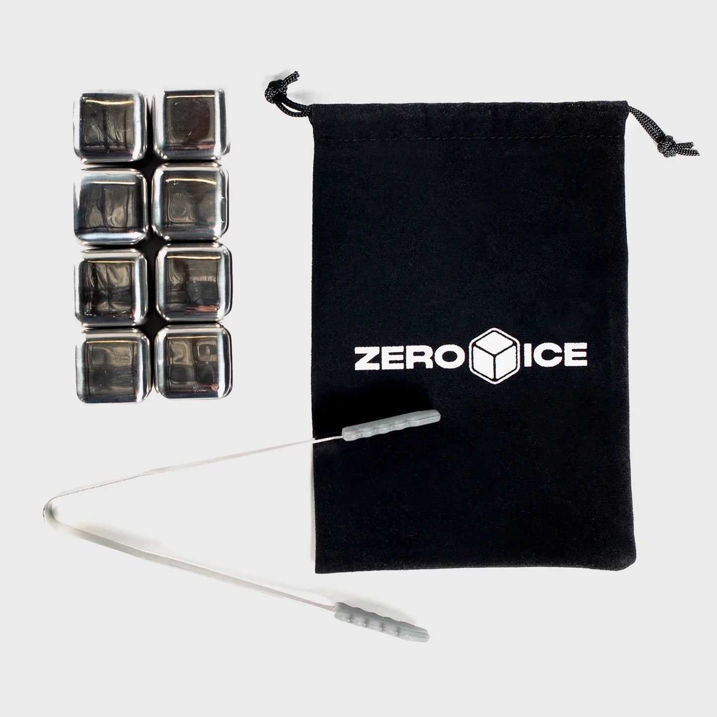 Zero Ice Reusable Stainless Steel Cubes & Tongs