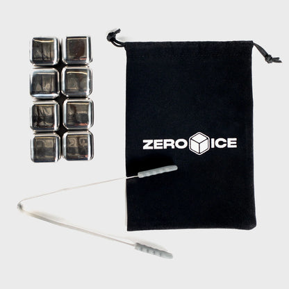 Zero Ice Reusable Stainless Steel Cubes & Tongs