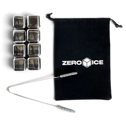 Zero Ice Reusable Stainless Steel Cubes & Tongs